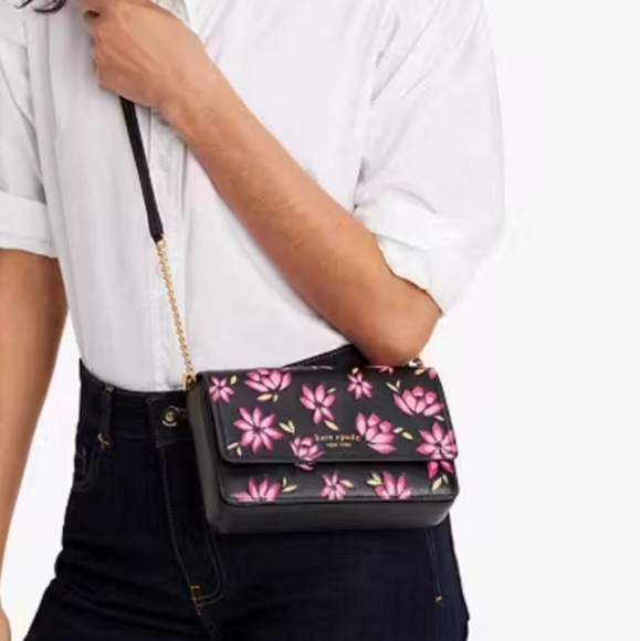 Kate Spade Morgan Winter Blooms Embossed Leather Flap Crossbody - Picture 5 of 5